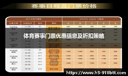 体育赛事门票优惠信息及折扣策略